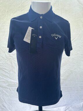 NWT Callaway Men's Blue Polyester 3 Button Golf Polo Shirt Size Medium Japan